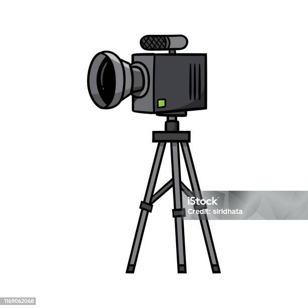 Cartoon Video Camera On Tripod Stock Illustration - Download Image Now -  Television Camera, Broadcasting, Camera Operator - iStock