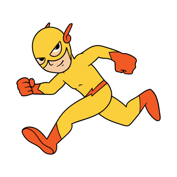 Cartoon Running Superhero Vector Illustration Stock Illustration - Download  Image Now - Child, Heroes, Running - iStock