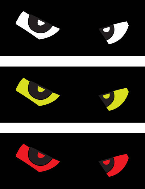 Glaring Eyes Icons Vector illustration of glaring eyes icons. Cruel stock illustrations