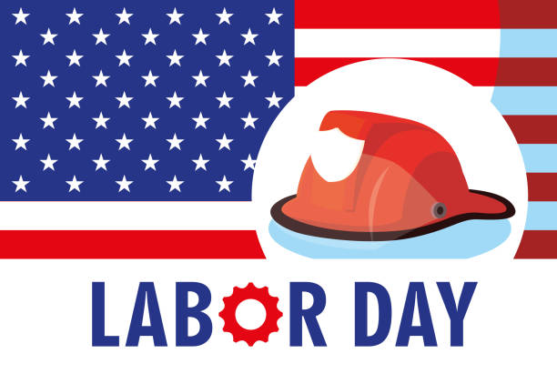 istock labor day card with helmet firefighter and flag usa 1169066255