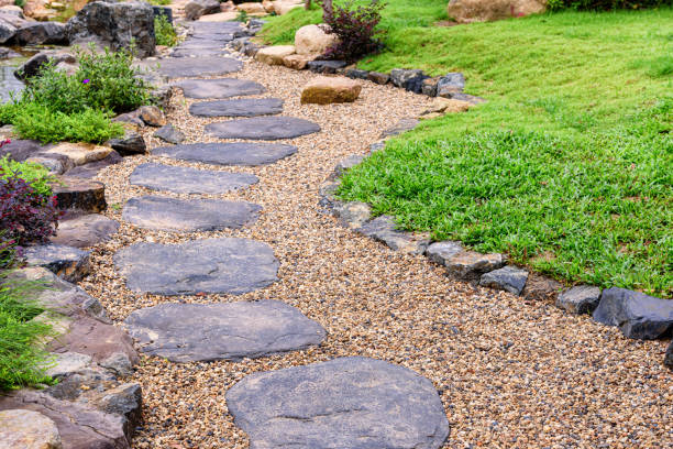 Stone stepping pathway stock photo