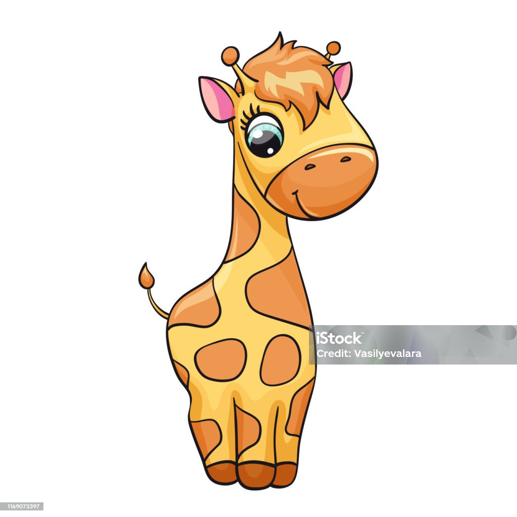 Vetores de Cópia Bonito Do Bebê Do Giraffe Doce Pequeno Zoológico