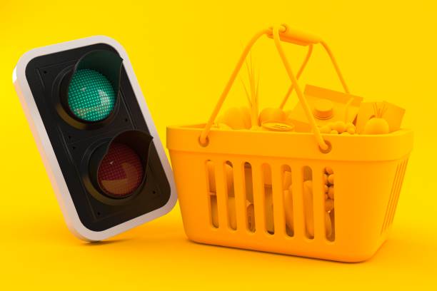 istock Grocery background with green light 1169074356