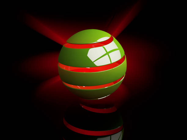 istock Abstract blue glowing spiral sphere with red rays, 3d Illustration 1169075420