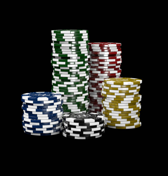 istock 3d Illustration of casino chips isolated on black realistic theme 1169075485