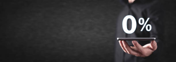 istock Man holding 0%. Business concept 1169078343