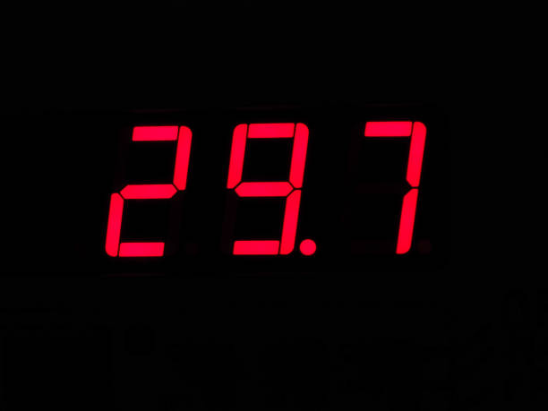 istock Digital LCD display of thermometer showing hot temperature in Ce 1169079275