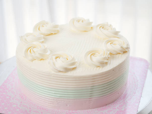 istock Butter cream cake on table, food concept. 1169079658