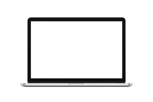 Photo of blank screen laptop  isolated on white background with clipping path