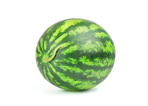 istock Ripe single full watermelon berry isolated on white background. 1169087845