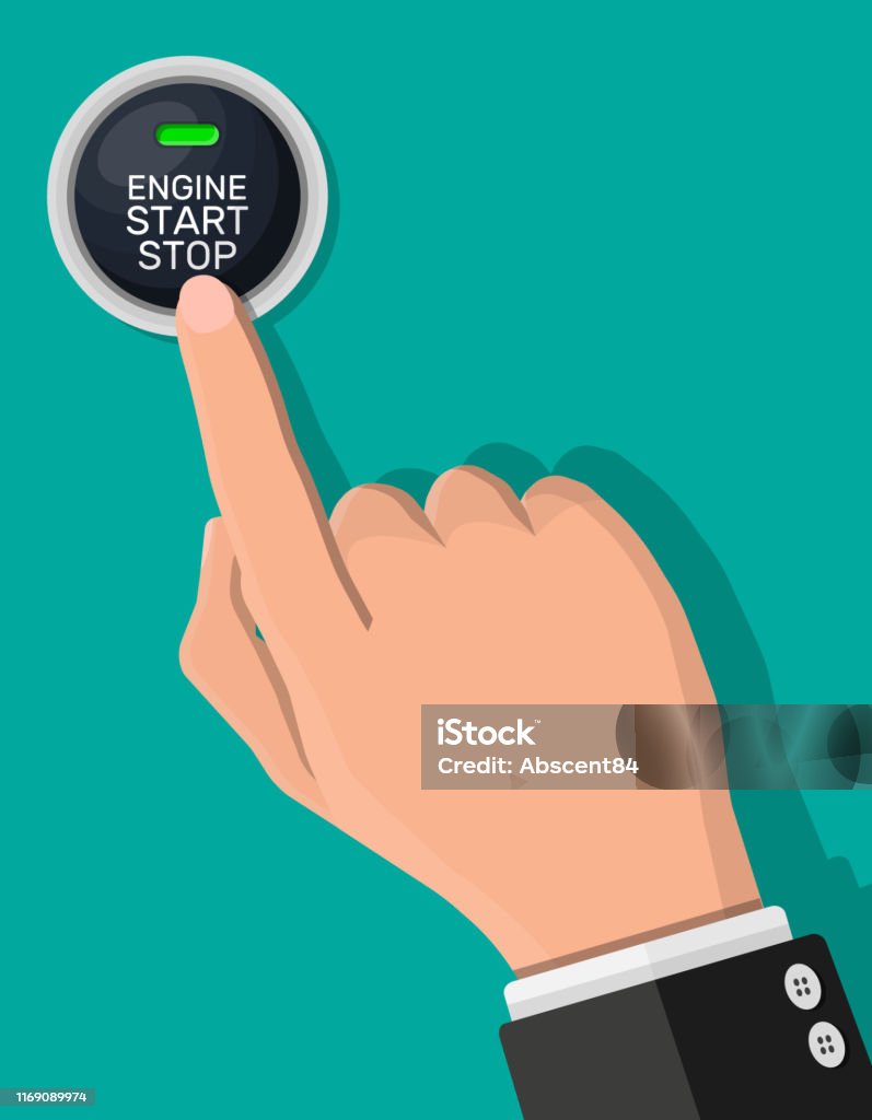 Engine Start And Stop Button And Hand Stock Illustration - Download ...