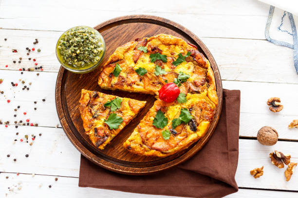 istock baked vegetable pie with sauce pesto 1169096382