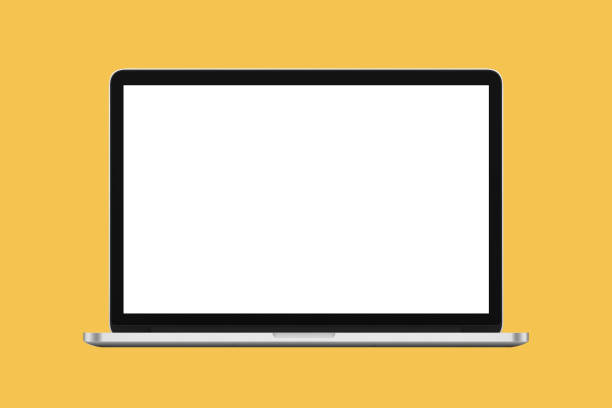 istock blank screen laptop  isolated on yellow background with clipping path 1169097281