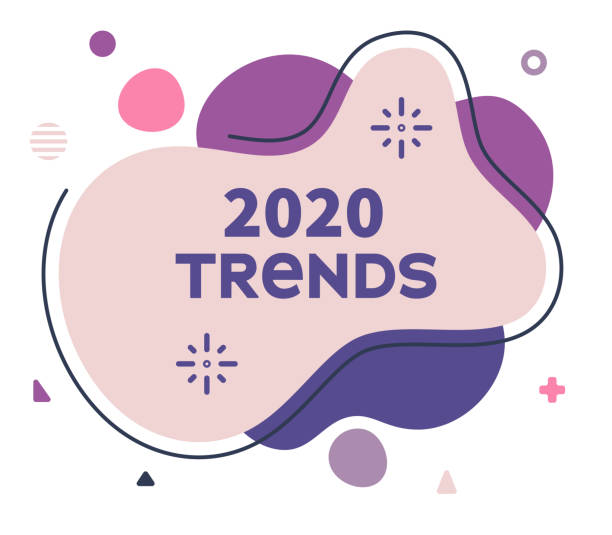 2020 тенденции абстракт веб баннер иллюстрация - facebook shopping social issues retail stock illustrations