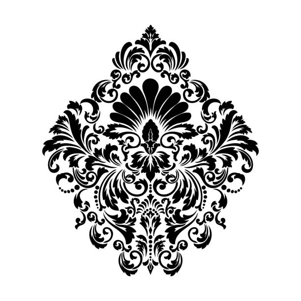 illustrations, cliparts, dessins animés et icônes de élément de damas vectoriel. illistration centrale de damas d'isolement. ornement de damas à l'ancienne de luxe classique, texture victorienne royale pour papiers peints, textile, emballage - backgrounds baroque style luxury leaf