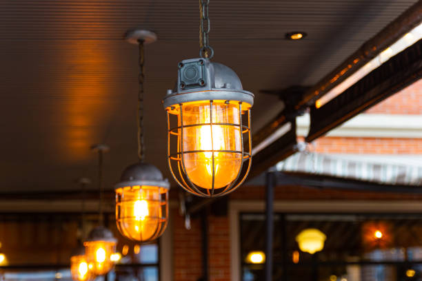 istock beautiful Retro style lighting decor bulb decor in restaurant 1169101287