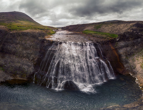 Thorufoss is a waterfall on the Laxá í Kjós River in Iceland