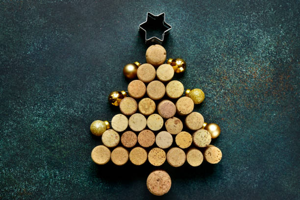 istock Abstract christmas tree made from wine bottle caps 1169101505