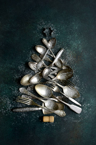 istock Abstract christmas tree made from old vintage cutlery 1169101516