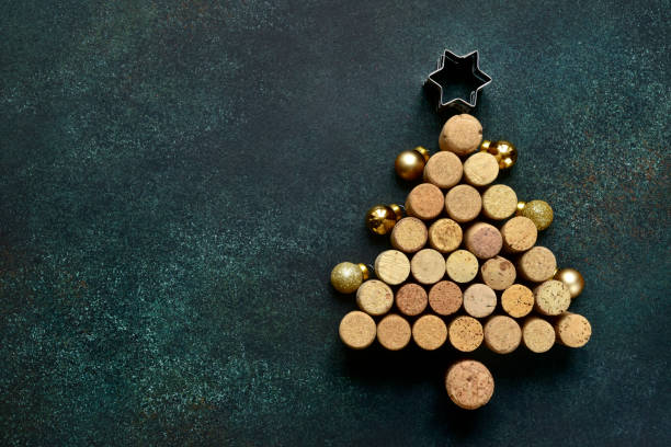 Abstract christmas tree made from wine bottle caps