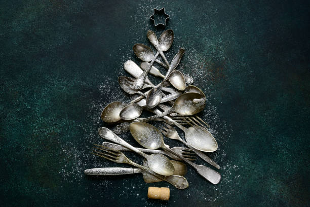 istock Abstract christmas tree made from old vintage cutlery 1169101537