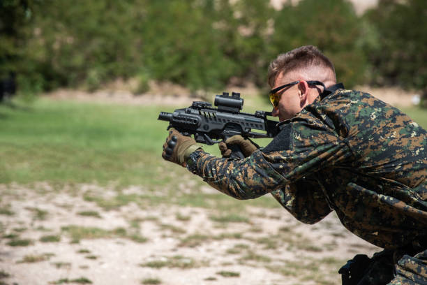 istock Military man at the Shooting Range 1169102938
