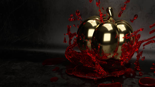 istock gold pumpkin and blood   3d rendering for halloween concept. 1169102981