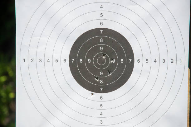 사격 범위 표적 - bullet hole target target shooting bulls eye 뉴스 사진 이미지