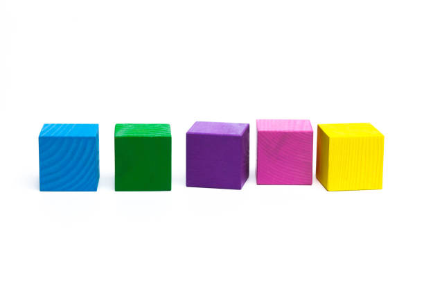 colored children cubes on  white isolated background