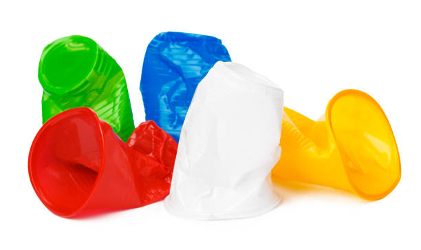 istock Crumpled plastic cup isolated on white background 1169112181