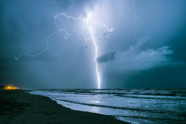 istock Bright lightning bolt strikes in the North Sea 1169114114