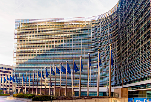 Brussels, Belgium, November 04 2018: Famous European Commission Building known under name The Berlaymont located at Brussels, Belgium.