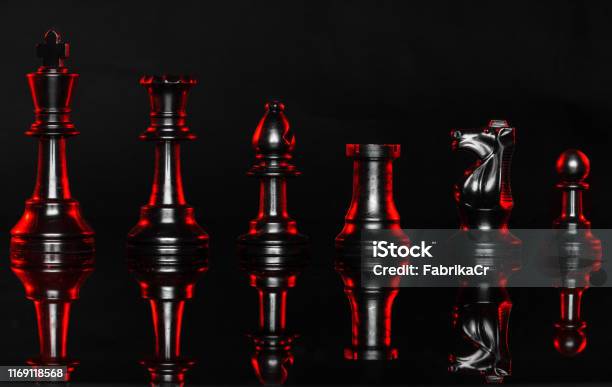 Red Chess Background Chess Pieces On Dark Background With Red Backlight Close Up Stock Photo ...