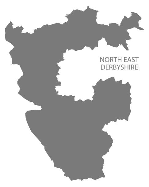 ilustraciones, imágenes clip art, dibujos animados e iconos de stock de north east derbyshire mapa del distrito gris de east midlands inglaterra reino unido - east midlands illustrations