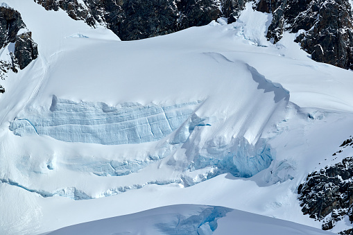 Close-up of glacier cross section, Antarctica.