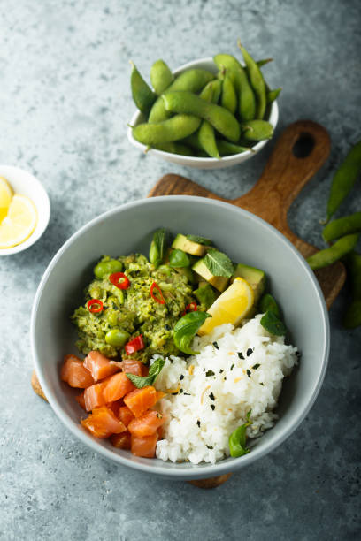 istock Rice bowl with smoked salmon 1169129418