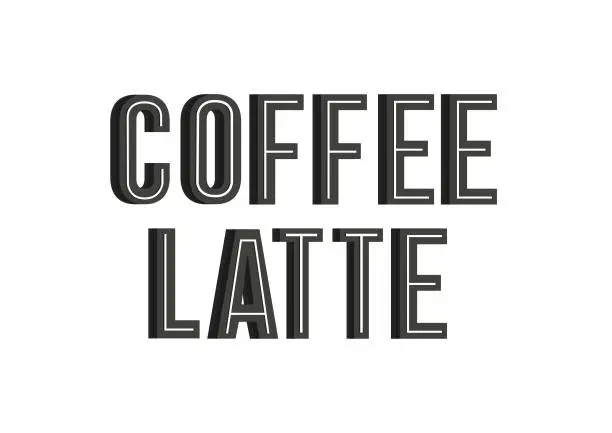 Vector illustration of Coffee latte stylish lettering