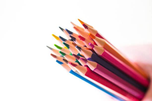 Colored pencils for drawing on a white background