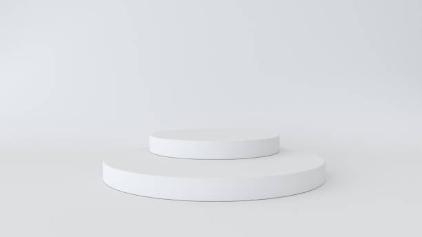 istock 3D render of abstract platform. Geometric figures in modern minimal design. Realistic mock up for product display 1169137217