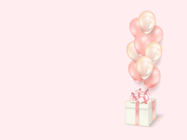 istock Bunch of pastel party balloons and gift box. 1169137473
