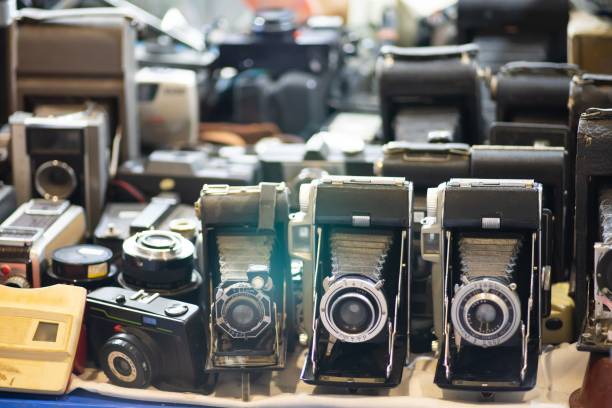 istock Group of Old vintage photo camera set 1169137620