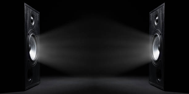 Two sound speakers on black