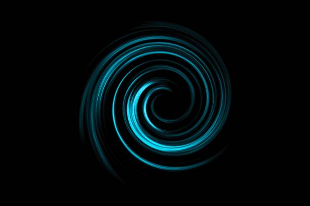 istock Abstract spiral tunnel with green circle spin on black background 1169141828