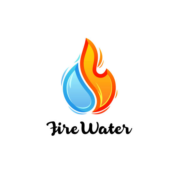 ilustrações de stock, clip art, desenhos animados e ícones de vector design template. abstract water and fire icon. - natural gas flame fuel and power generation heat