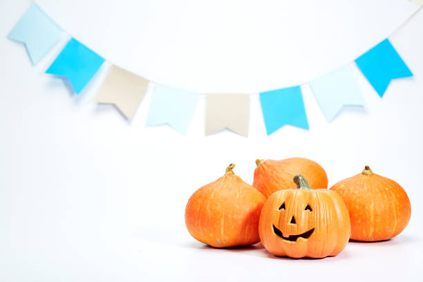 istock Happy halloween Pumpkin on white background 1169144045