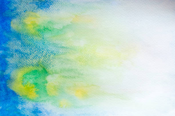 istock Blue water color on white paper 1169144084