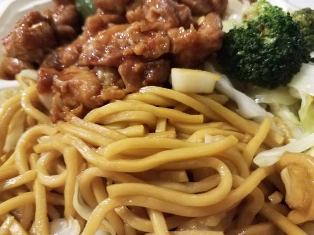 noodles and chicken and broccoli Chinese take out