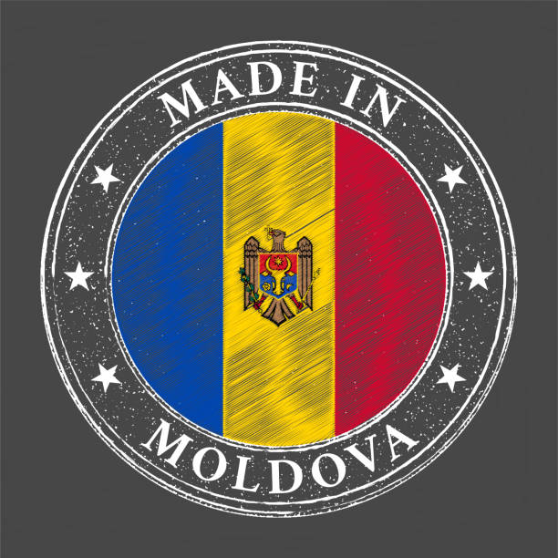 Made in Moldova template Flag of Moldova in stamp style moldovan flag stock illustrations