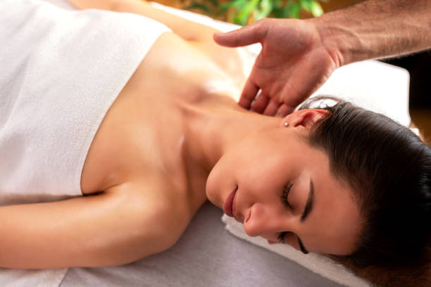 istock Specialized massage therapy for the neck area 1169154573