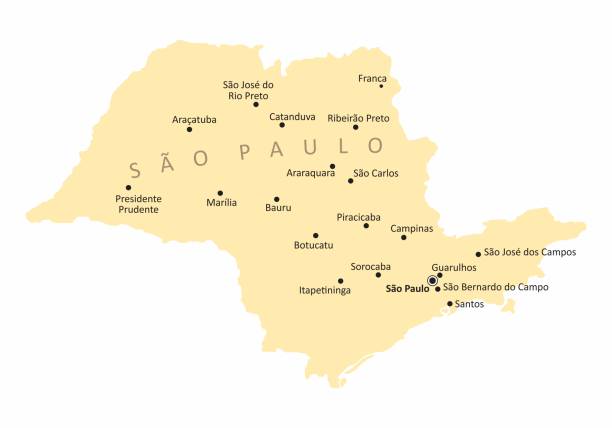 mapa stanu sao paulo - santos stock illustrations